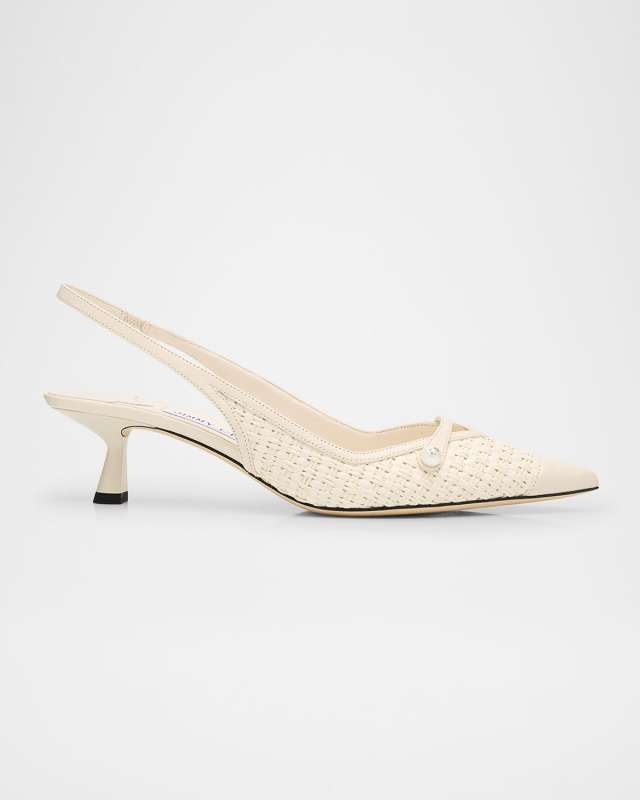 Amita 45 Raffia Slingback Pumps
